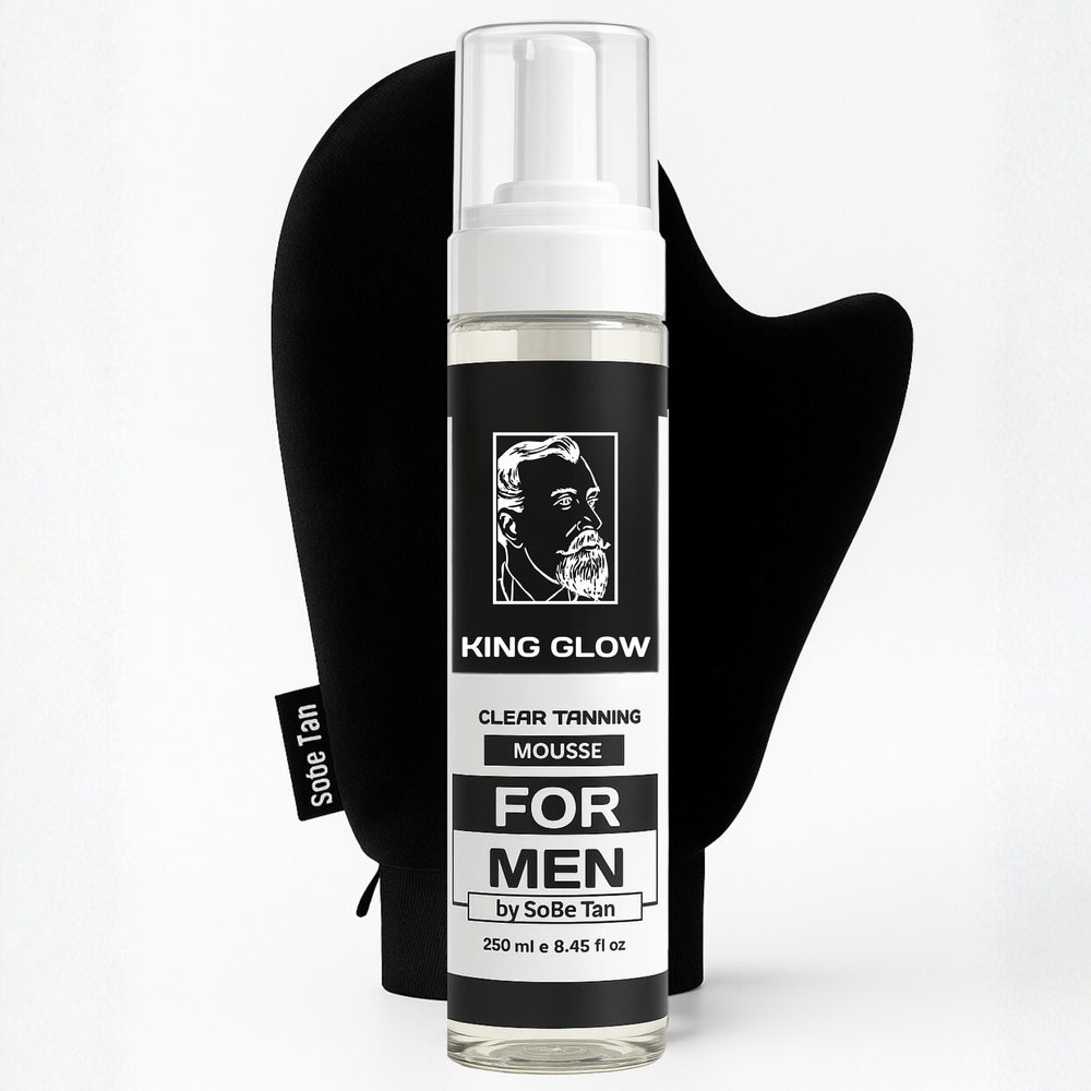 Self-Tanner for Men | King Glow - Water-Based, Fast-Drying Sunless Tanning Foam for Body and Face - Natural Tan Without the Sun (Mitt Included)