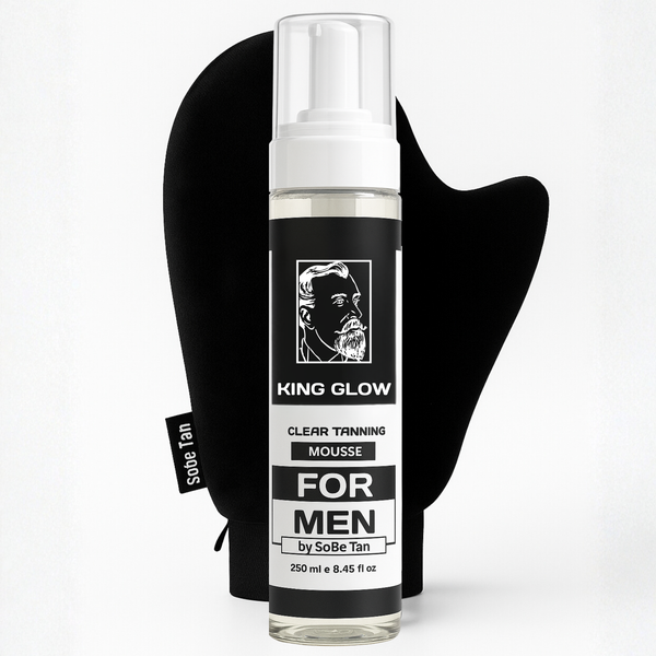 Autobronceador para hombres | King Glow - Espuma autobronceadora a base de agua y de secado rápido para cuerpo y rostro - Bronceado natural sin sol (guante incluido)