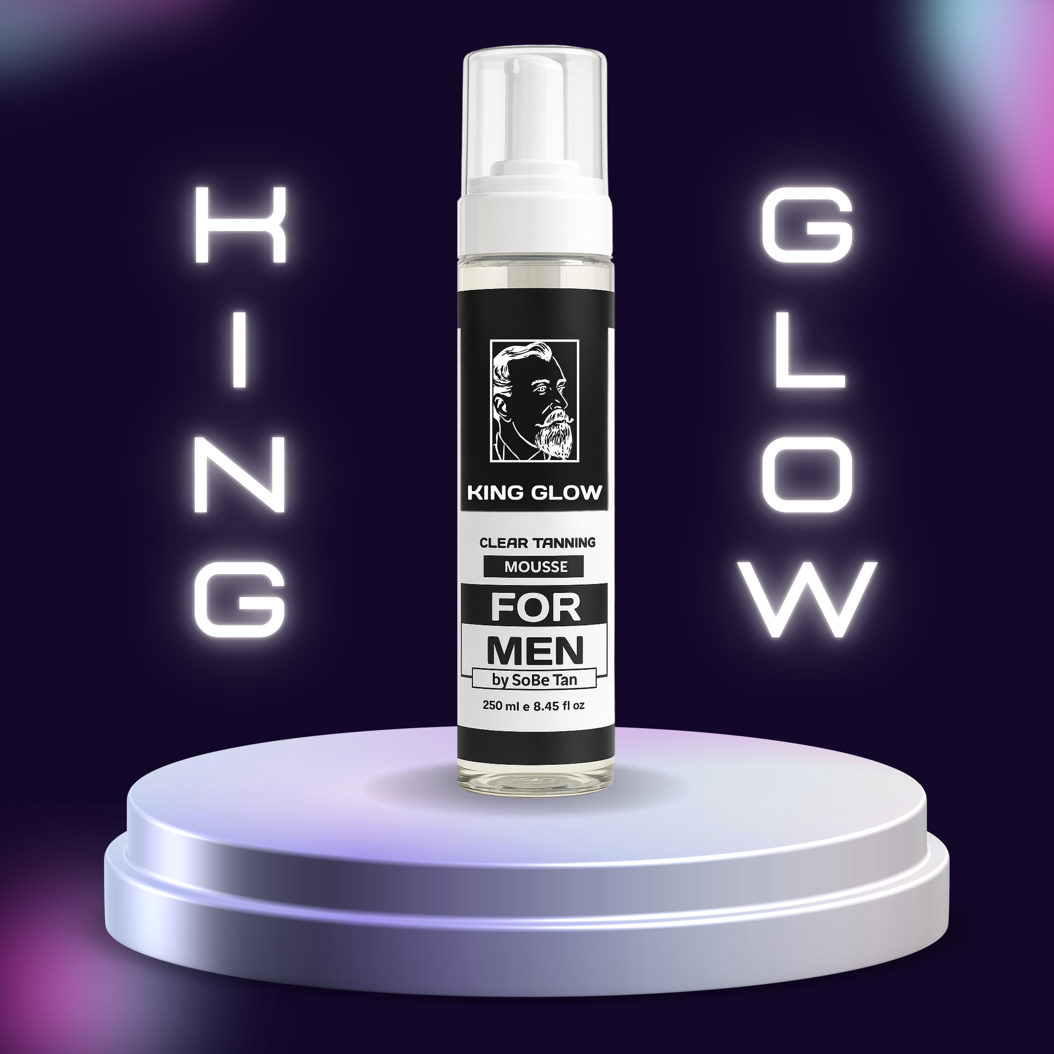 Autobronceador para hombres | King Glow - Espuma autobronceadora a base de agua y de secado rápido para cuerpo y rostro - Bronceado natural sin sol (guante incluido)