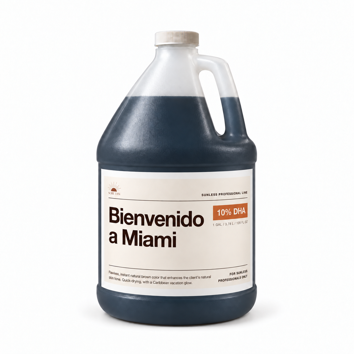 SoBe Tan Bienvenido a Miami professional one-gallon jug, 10% DHA