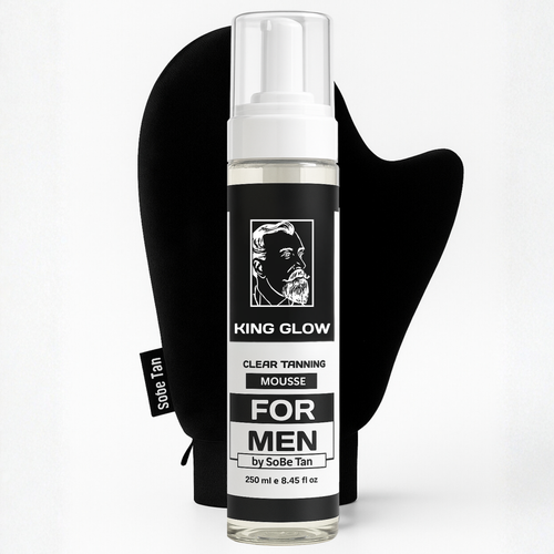 Autobronceador para hombres | King Glow - Espuma autobronceadora a base de agua y de secado rápido para cuerpo y rostro - Bronceado natural sin sol (guante incluido)