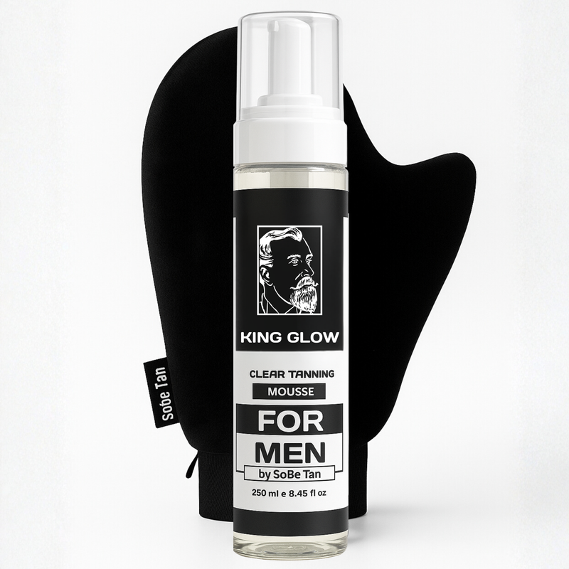 Self-Tanner for Men | King Glow - Water-Based, Fast-Drying Sunless Tanning Foam for Body and Face - Natural Tan Without the Sun (Mitt Included)