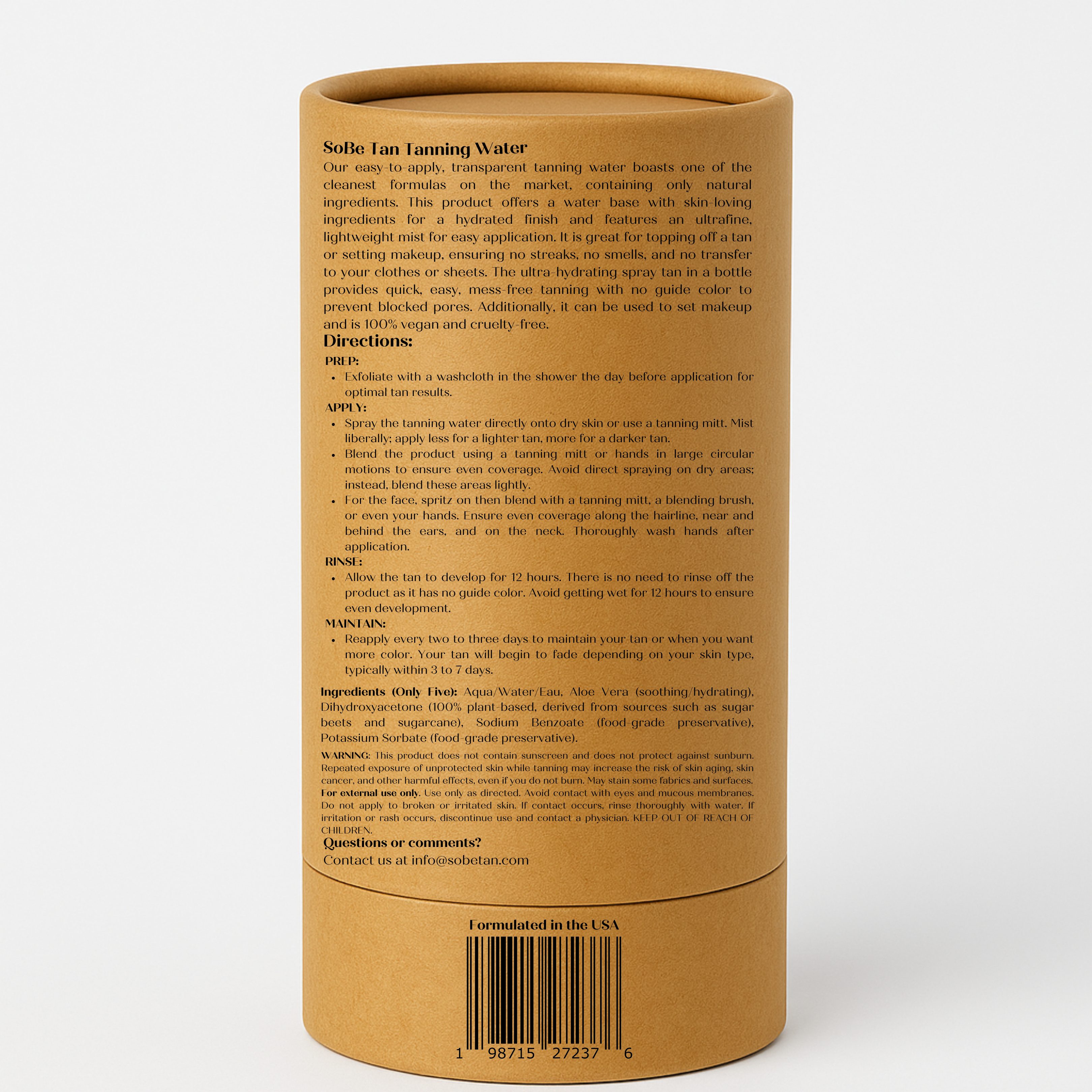 Sobe Tan Tanning Water