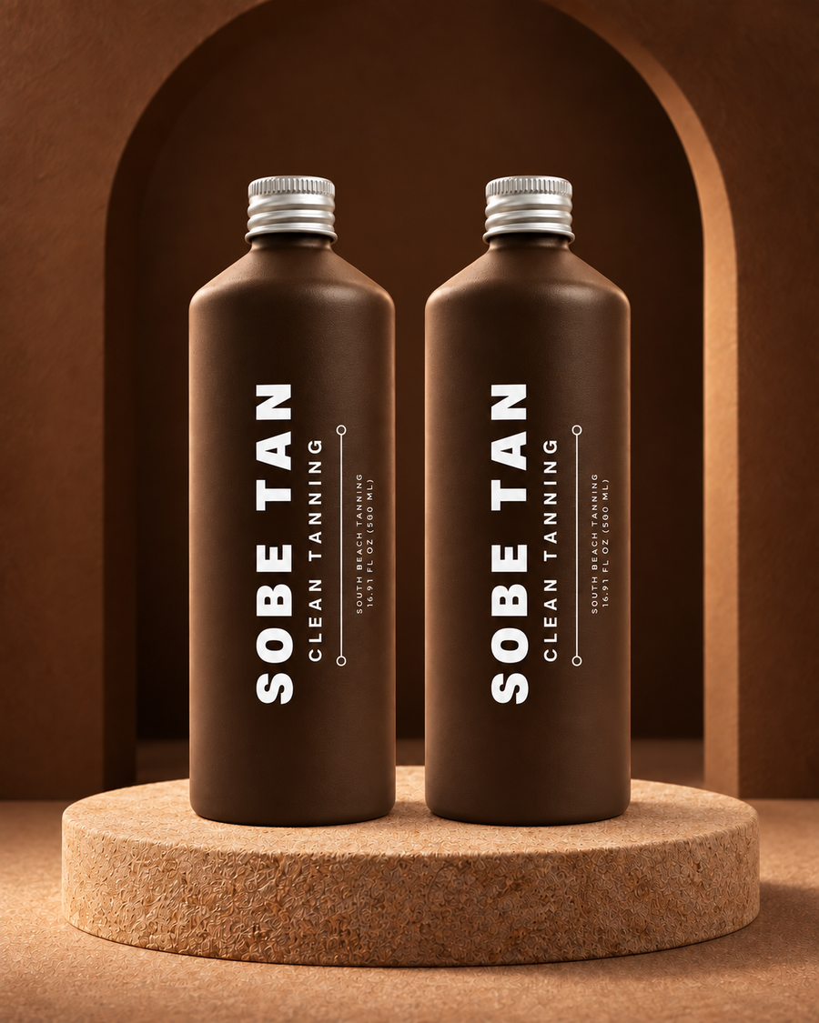 One-liter professional liquid option: two identical 500 ml SoBe Tan aluminum bottles