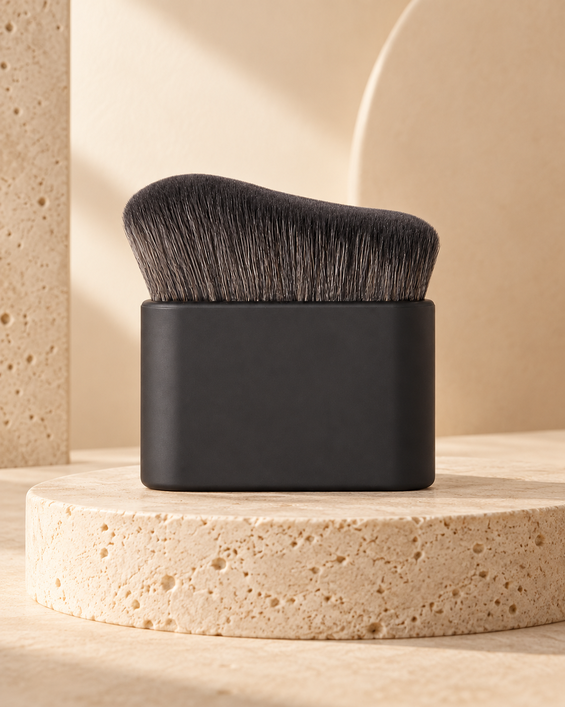 SoBe Tan Kabuki Brush on a travertine plinth