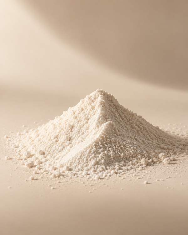 Fine pale powder on cream stone